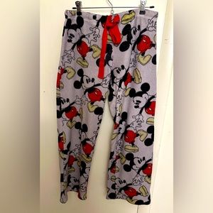 Disney Mickey Mouse Sleepwear Women's  Fleece Pants Gray Drawstring Sleep